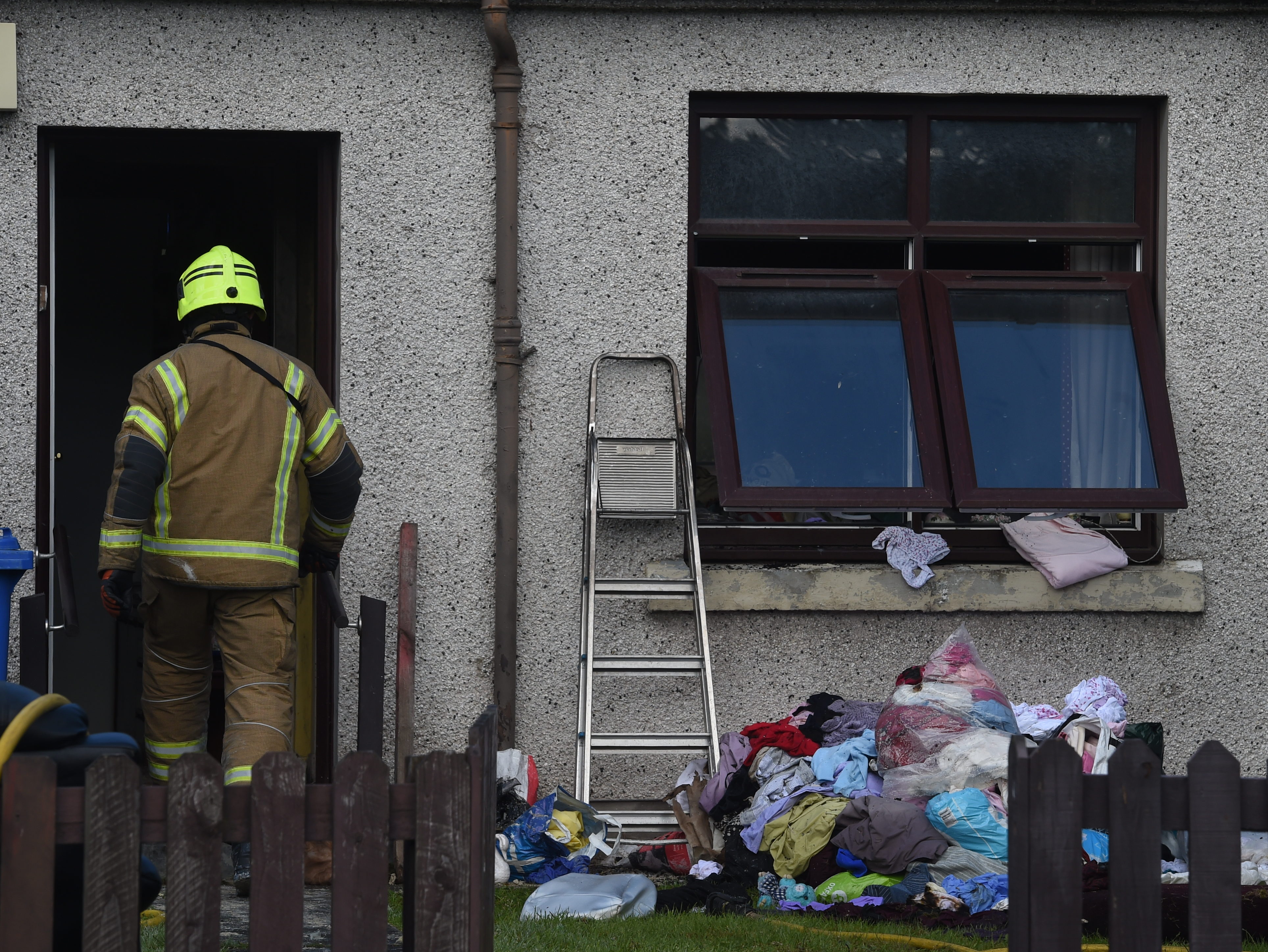 Firefighters at a property on Glenurquhart Road, Inverness. 
Picture by Sandy McCook