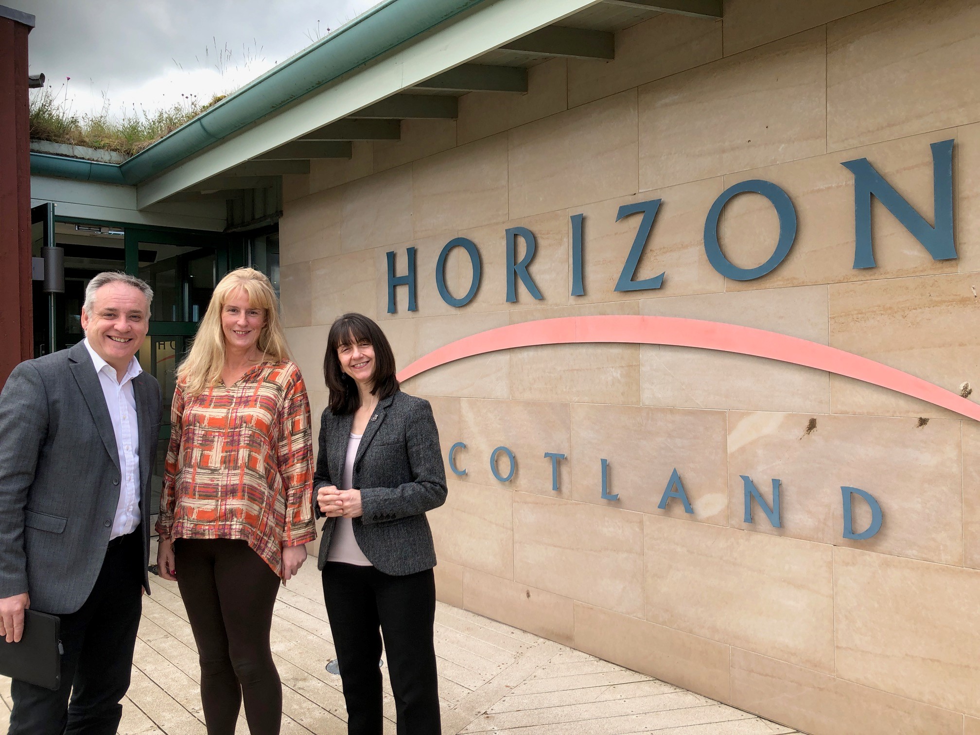 Richard Lochhead MSP with Rona Campbell and Donna Chisholm at Forres Enterprise Park.