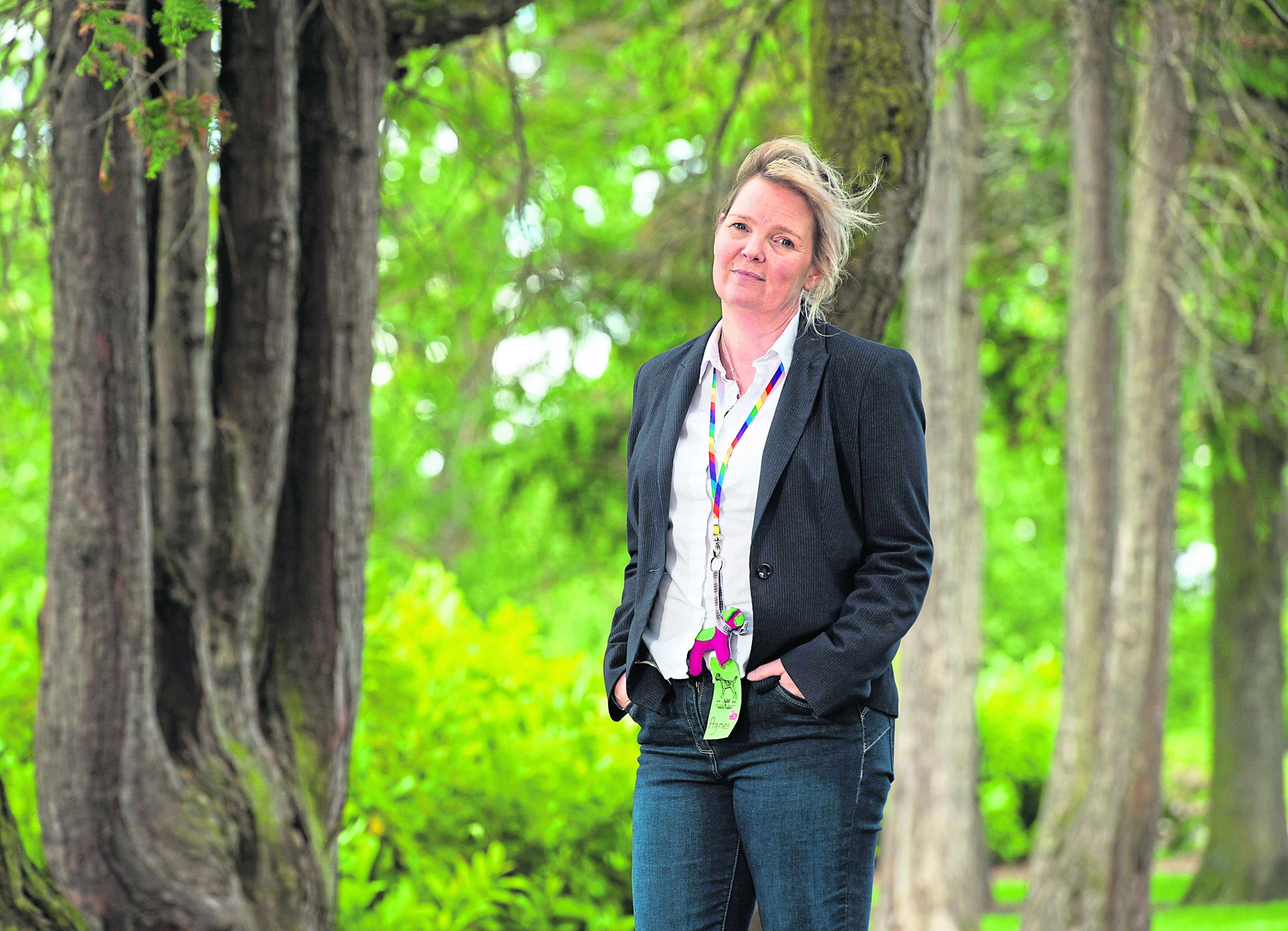 Huntington's Disease campaigner and Moray councillor Louise Laing opens up family's shock at discovering deadly gene is in her family as she aims to travel to groups across north of Scotland to raise awareness of condition. Louise is pictured at Cooper park, Elgin, Moray.

Picture by Jason Hedges