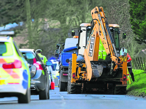 Police at the scene of the accident.