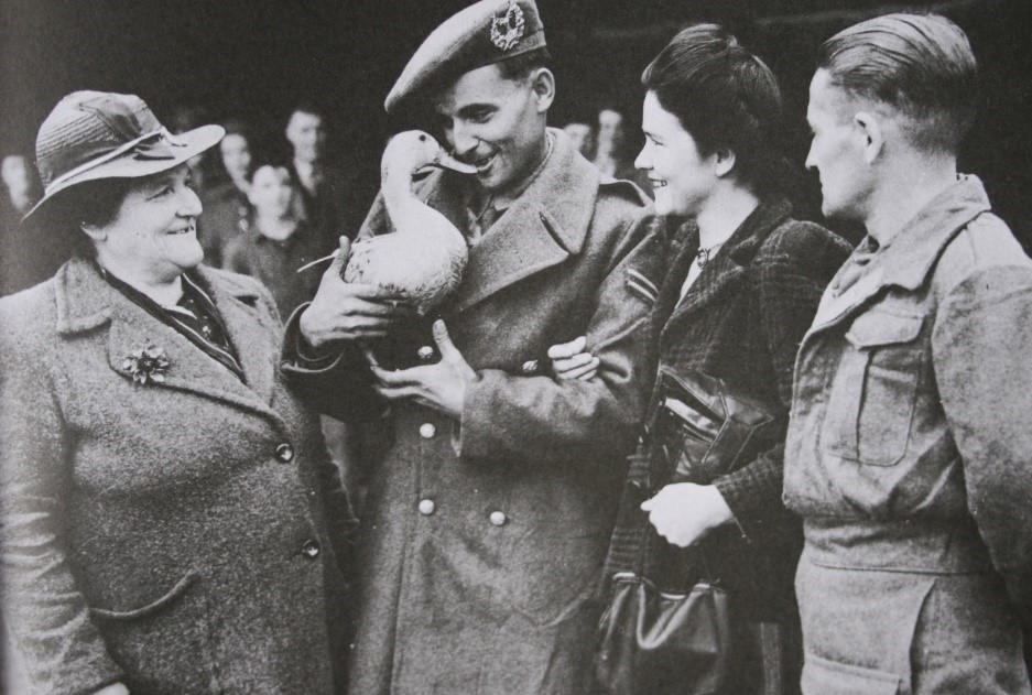 Cpl Willie Gray brought a duck, nicknamed Donald, back from the Far East after VJ Day.