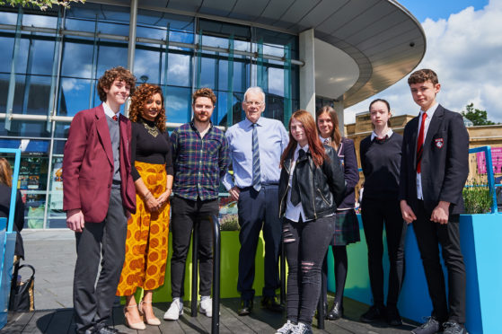 YPI 2019 Event at Perth Concert Hall.

Sir Ian Wood, centre, with main speakers Alan Mahon and Amal Azzudin with some of the school pupils from all over Scotland who attended.