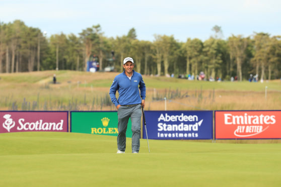 Edoardo Molinari walks to the green of the 9th hole during day 1 of the Aberdeen Standard Investments Scottish Open at The Renaissance Club.
(Photo by Andrew Redington/Getty Images)