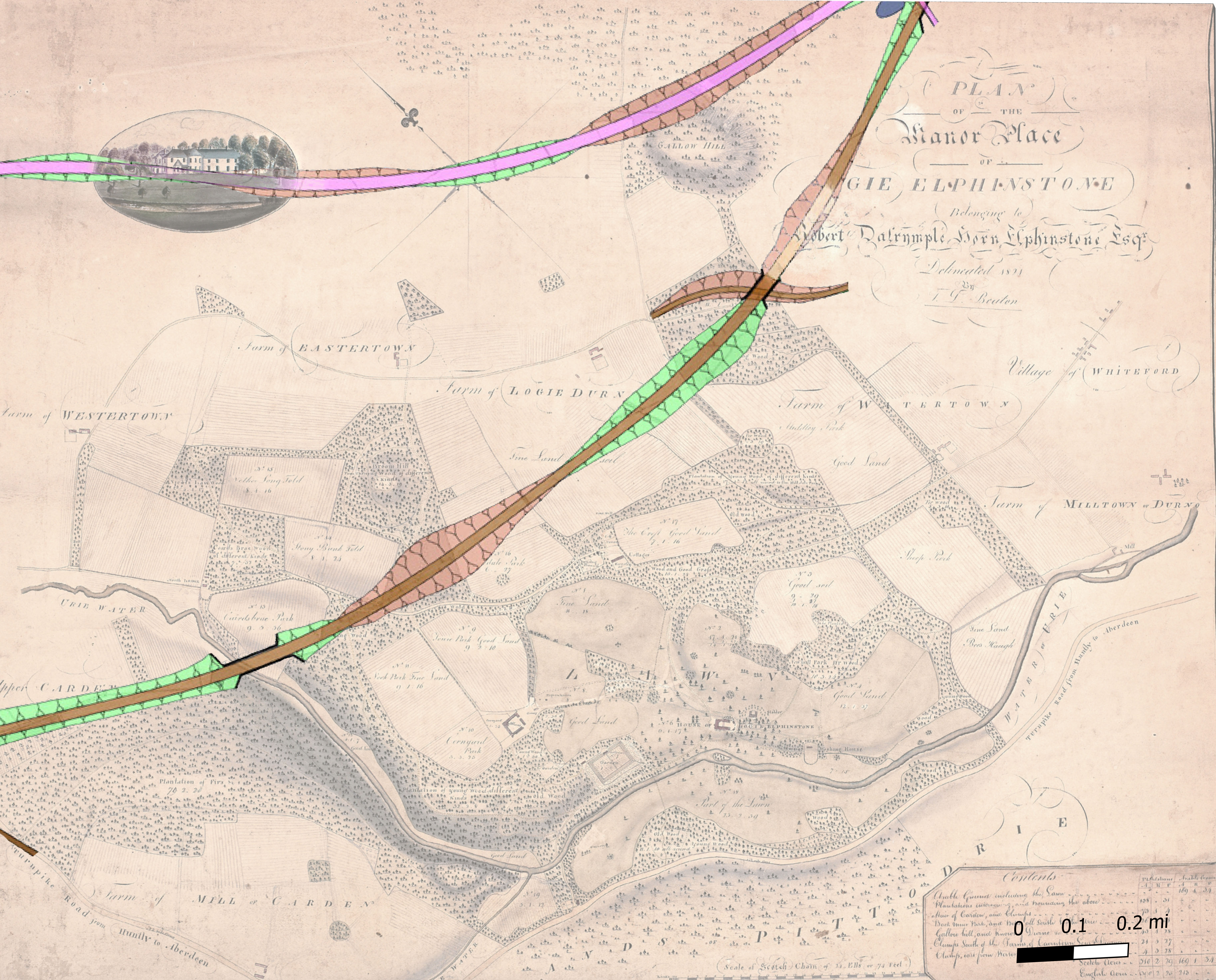 The group has overlayed the modern dualling proposals with estate maps dating back to 1821.