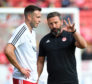 Aberdeen manager Derek McInnes issues instructions to Andrew Considine