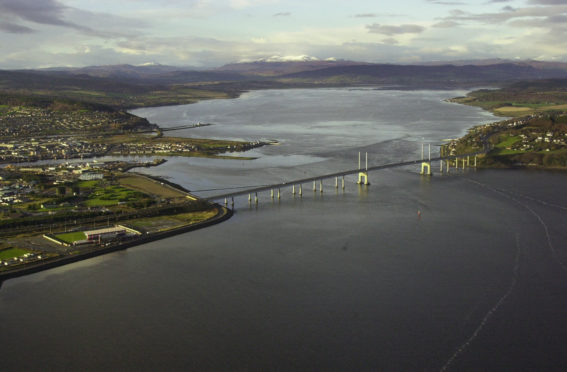 The Kessock Bridge at Inverness with the Beauly Firth beyond.