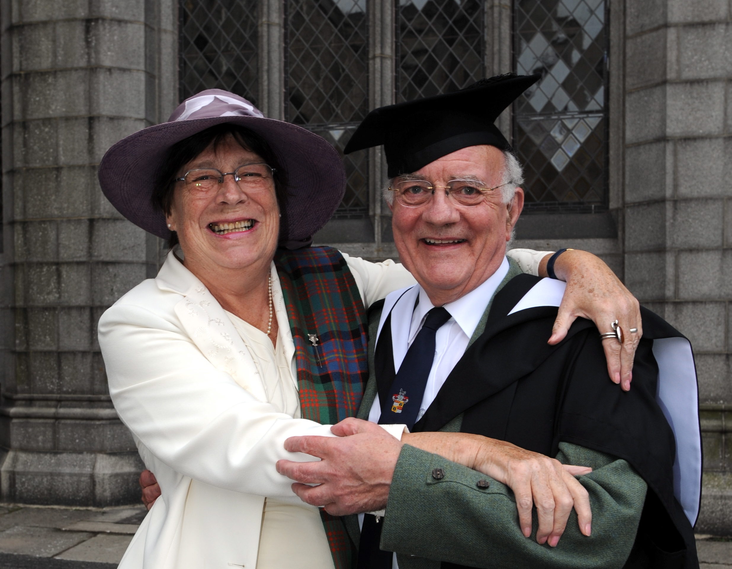 Bev Cochran with husband Hugh at the latter's graduation ceremony in 2008. 
          .