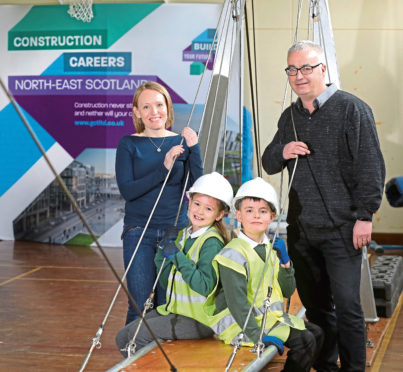 Picture shows ( l to r) Sydney Pirie (9), Michelle Forth from Safe Scotland, Jay Wiggins Morris (9), and David Steel from Leiths.