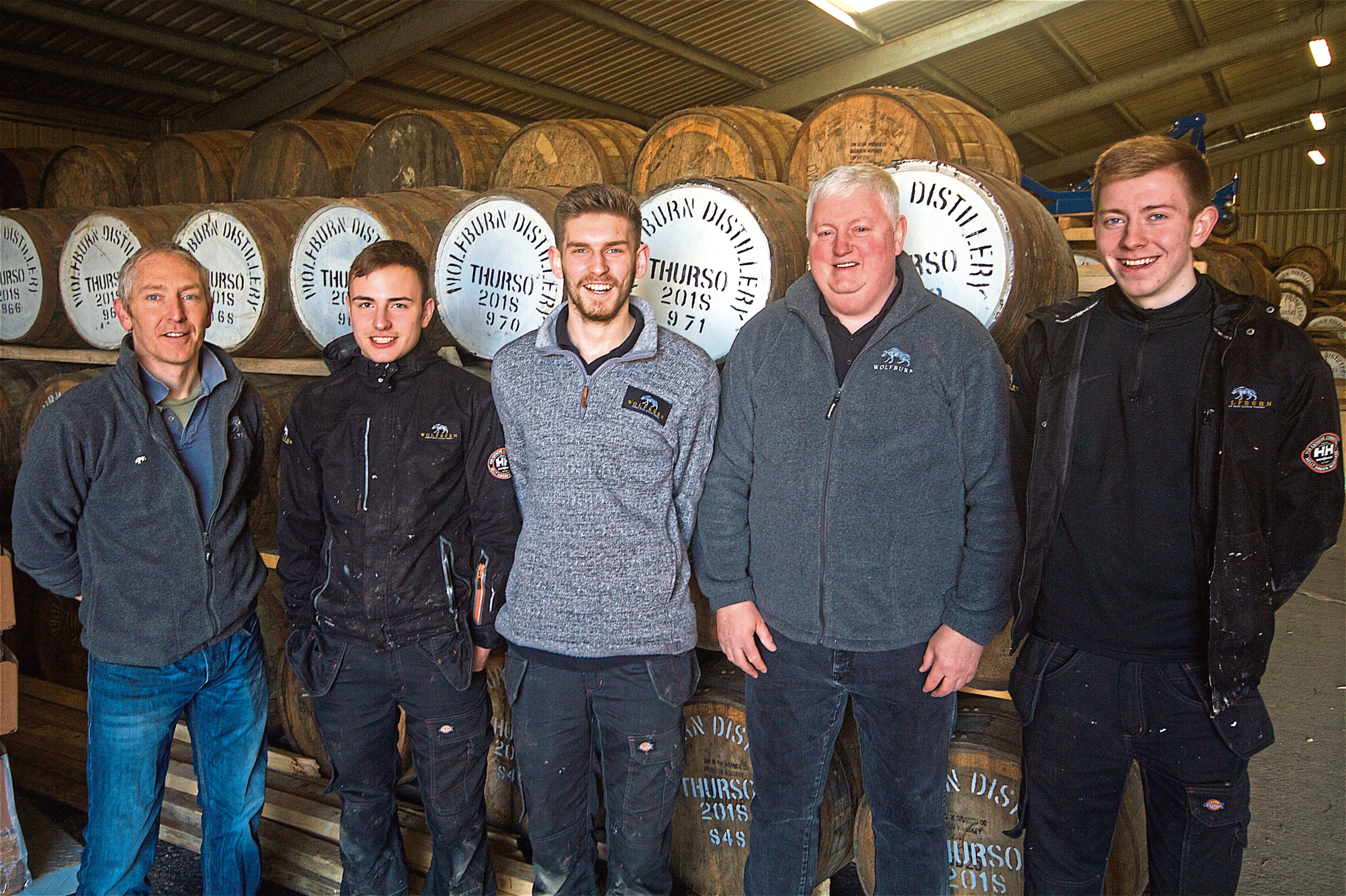 Wolfburn awards and accolades
Wolfburn Distillery production team.  L-R: Iain Kerr (manager), Charlie Fraser, Max Paul, Charlie Ross, Innes Mackintosh.