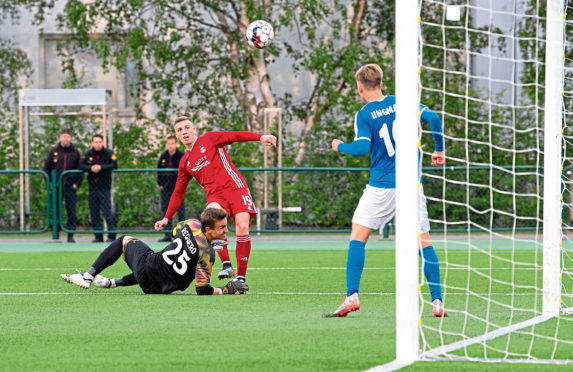 Lewis Ferguson nets against RoPS Rovaniemi last summer.