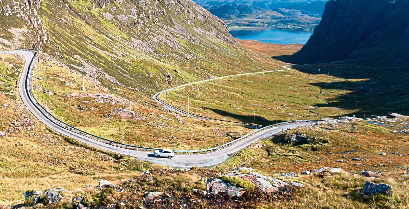 Bealach na ba (pass of the cattle) on the Applecross Peninsula, which is part of the North Coast 500 (NC500).