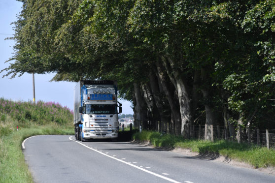 The A947 south of Turriff.