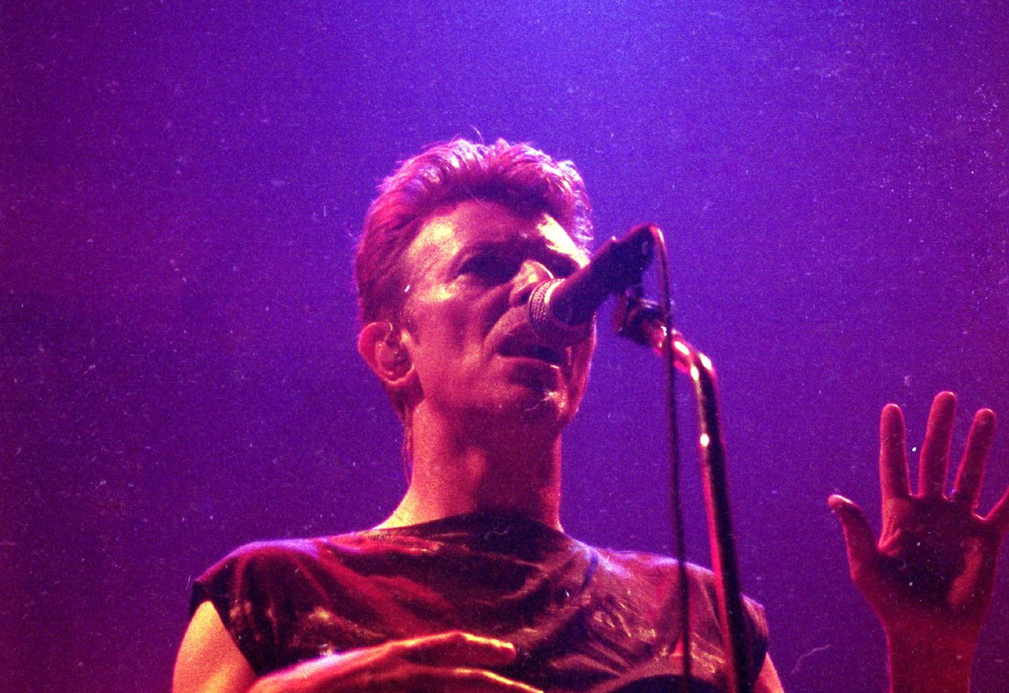 David Bowie performing at the AECC in November 1995.