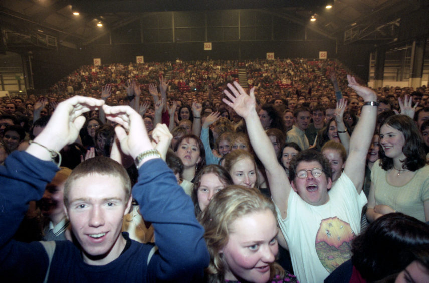 Fans watching the Texas concert at the AECC in November 1997.