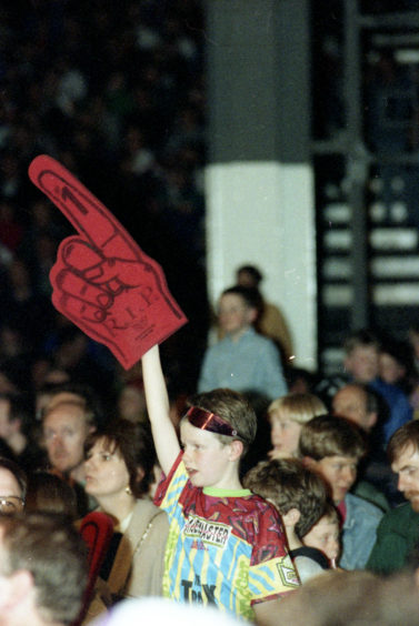 Fans watching WWF Wrestling in April 1993.