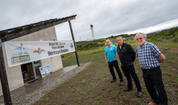 Chris Tuke, Derek White and Graham Kilpatrick of the Covesea Lighthouse Royal Navy and Royal Air Force Heritage Centre.