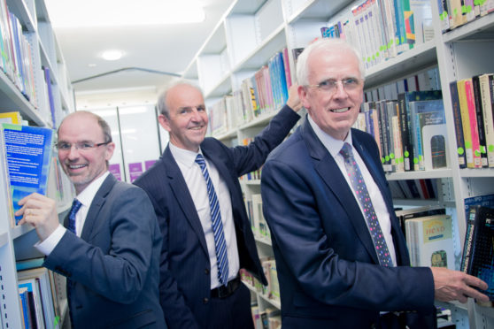 Chris Moule, Prof John Harper and Aberdeenshire Council leader Jim Gifford.