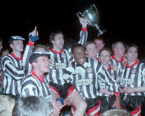 Elgin City with their ill-fated trophy
