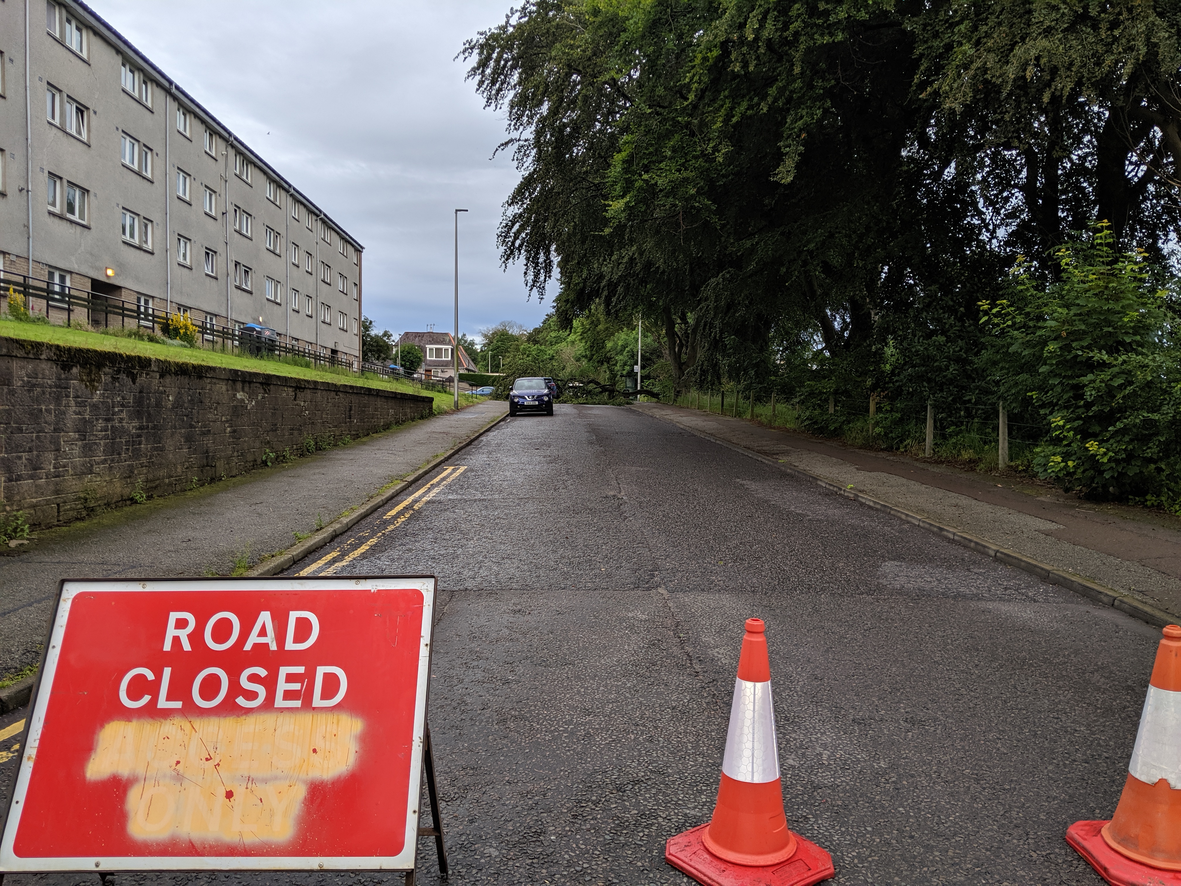 The road is currently closed. Picture by Emma Morrice.