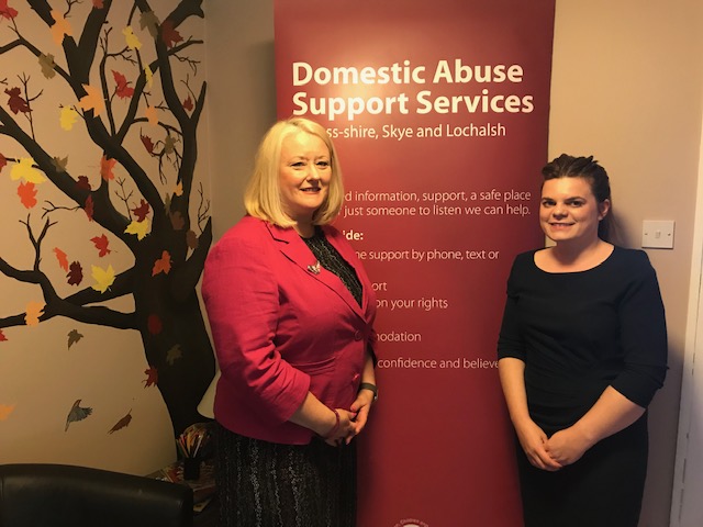 MSP Christina MacKelvie with Women's Aid manager Adele Newlands.