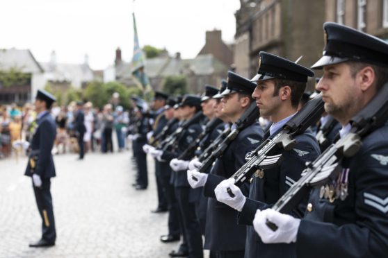 RAF Lossiemouth personnel paraded through the centre of Montrose.