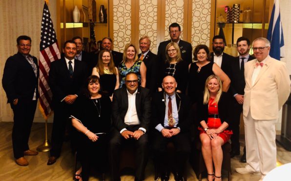 •	The Lord Provost of Aberdeen Barney Crockett is seated next to Her Majesty’s Consul General in Houston Richard Hyde at a special dinner organised by the Houston Aberdeen Association at the Houston Club on Tuesday 16 July.
