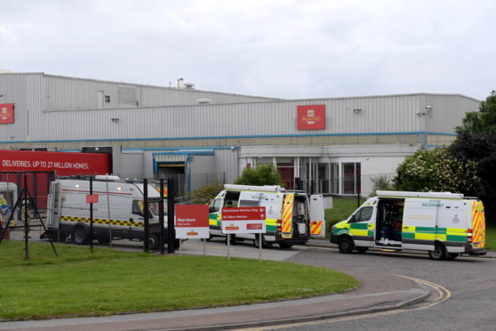 Emergency crews at the Aberdeen mail centre