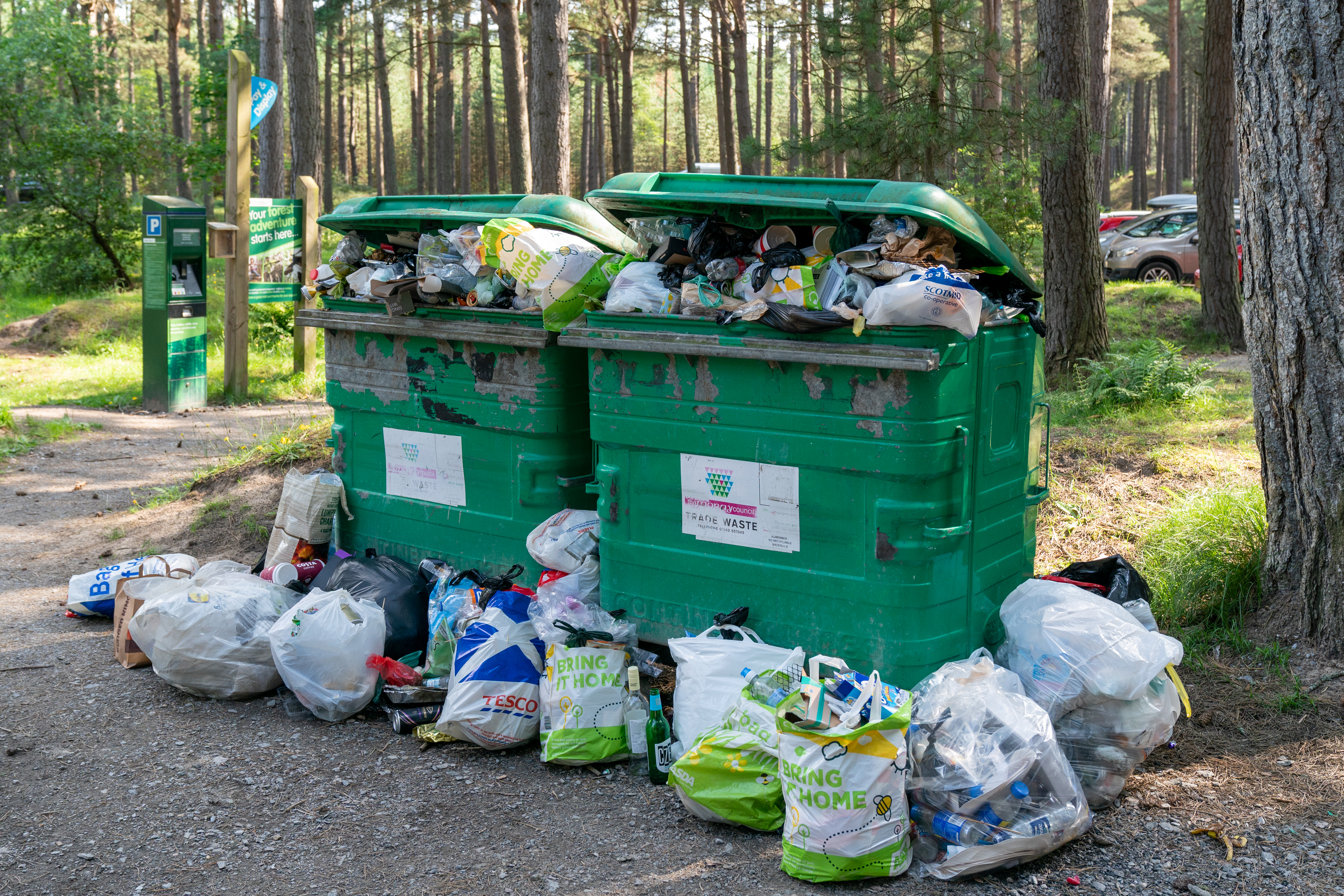 Bins at Roseisle Forest have been unable to cope with demand.