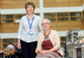 Valerie Speirs (L), Professor of Molecular Oncology and Breast Cancer Researcher and cancer patient Elaine Shallcross (R).