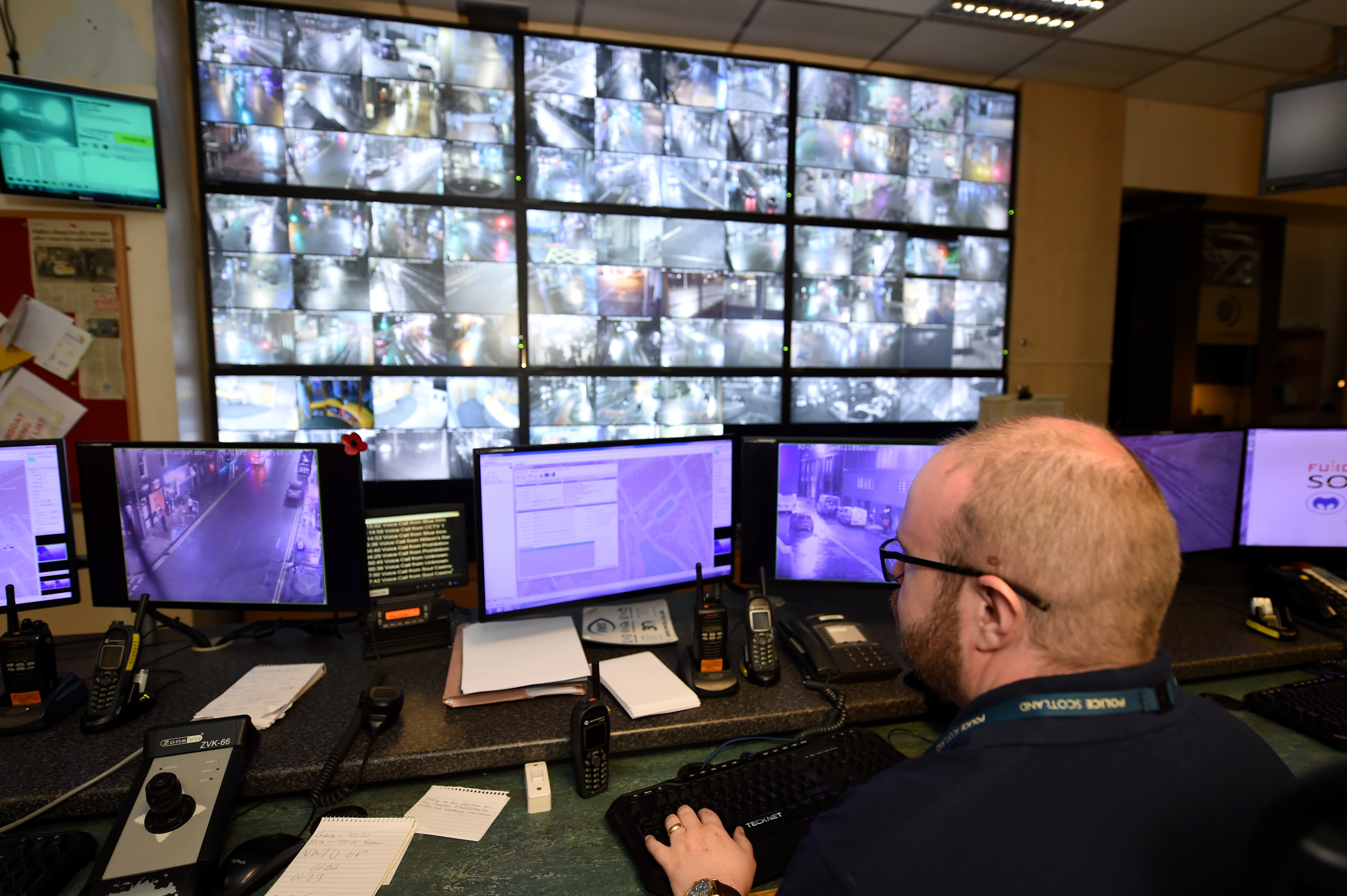 The police's CCTV control room in Aberdeen