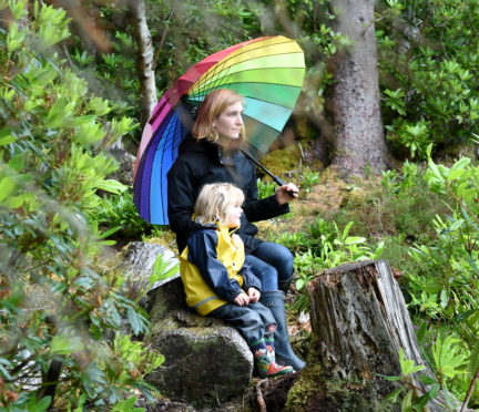 Merlin Planterose with son Feichin (3) at the site of the proposed nursery at Leckmelm near Ullapool.