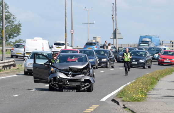 The police dealt with a series of accidents on the A9 over the Kessock Bridge yesterday. Picture by Sandy McCook