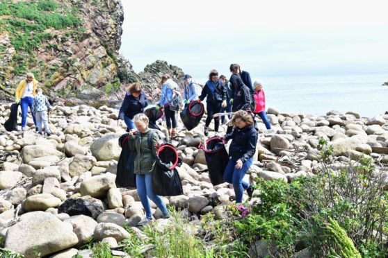 BEACH CLEAN AT NORTH HAVEN, NEAR THE BULLERS OF BUCHAN