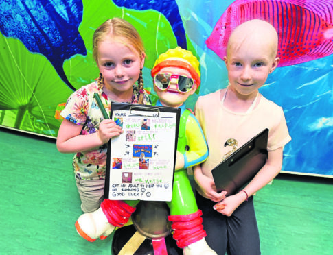 The "Aberdeen Wandering Wullies" are officially launched at the Royal Aberdeen Children's Hospital, Aberdeen. In the picture are Rebecca Blackman, left and Imogen Gunn. 
Picture by Jim Irvine