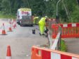Work begins to fix the A957 near Invercarron Cottage following a subsidence in Stonehaven.
