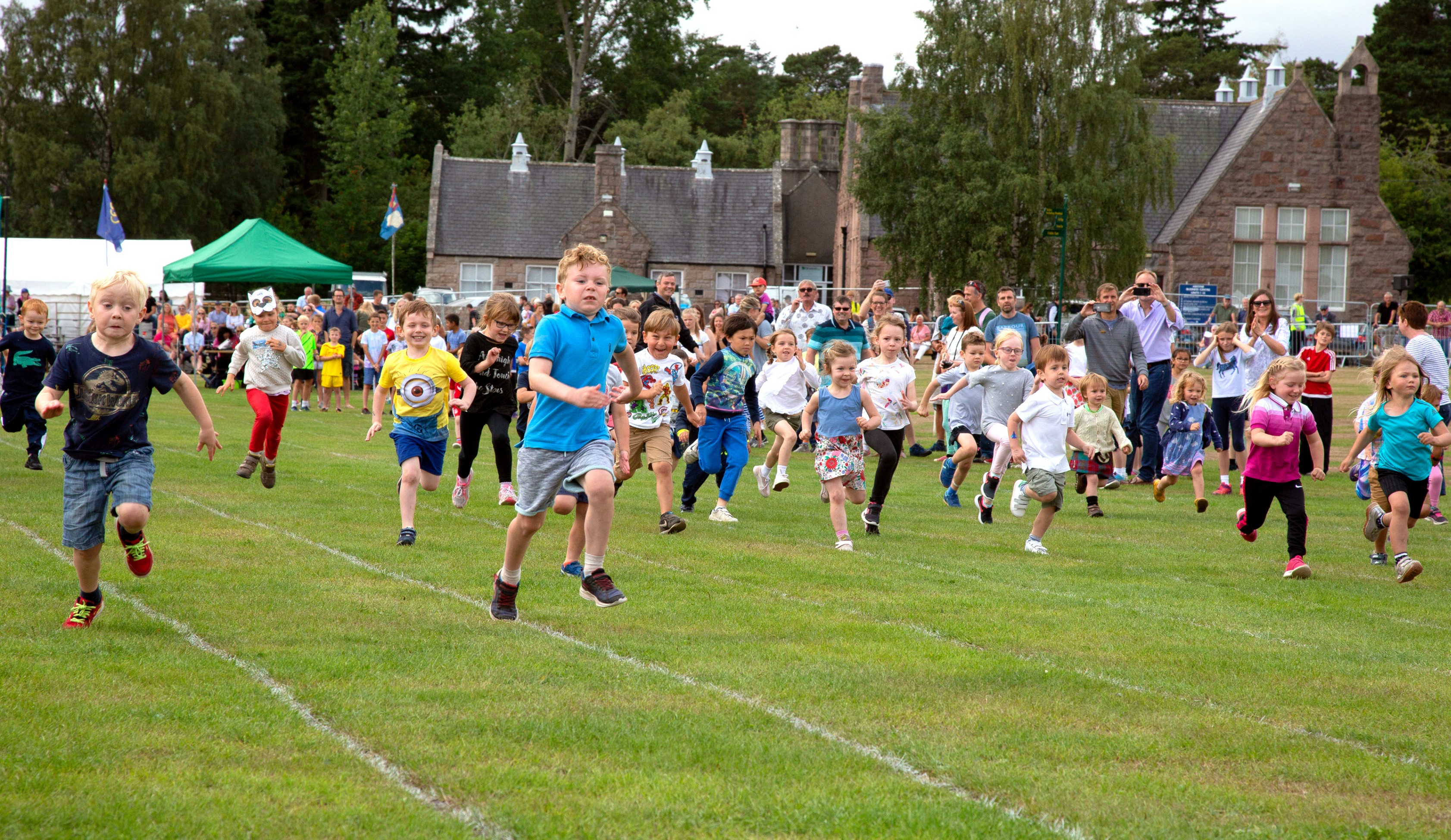 Youngsters taking part in the children's races at the 2018 Aboyne Highland Games