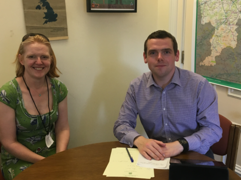 Dr Sarah Jones from NHS Wales, left, and Moray MP Douglas Ross.