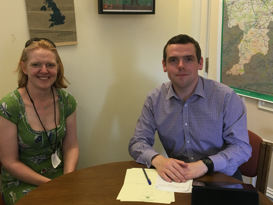 Dr Sarah Jones from NHS Wales, left, and Moray MP Douglas Ross.