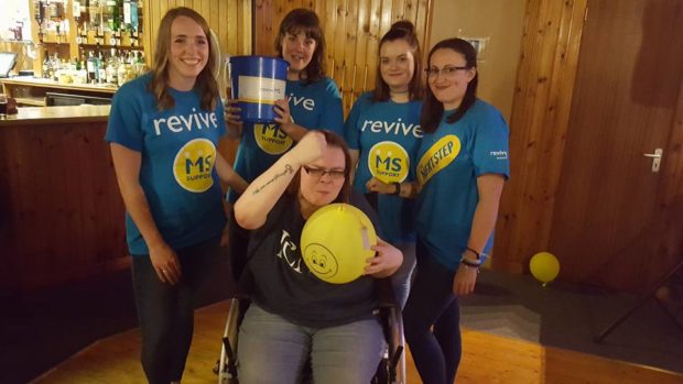 Lucy Olsen with Katrina Laurie, Megan Whyte, Katy Cameron and Gillian Gallacher on one of their many fundraising night in Lochaline.