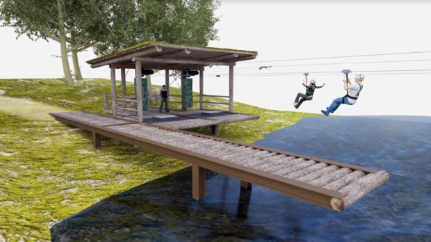 Artist impression showing plans for a zipline at Kinlochleven.