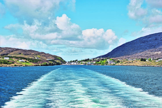 The view from a ferry between Tarbert on Harris and Uig on Skye in the Outer Hebrides.