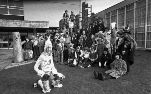 A "Dress As You Please" day at Mackie Academy, Stonehaven, based on The Wizard of Oz. in 1979