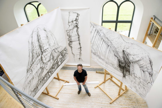 The work of artist Keith McIntyre, pictured here in his Telford Studio on Berneray in the Outer Hebrides, will be on display as part of the exhibition