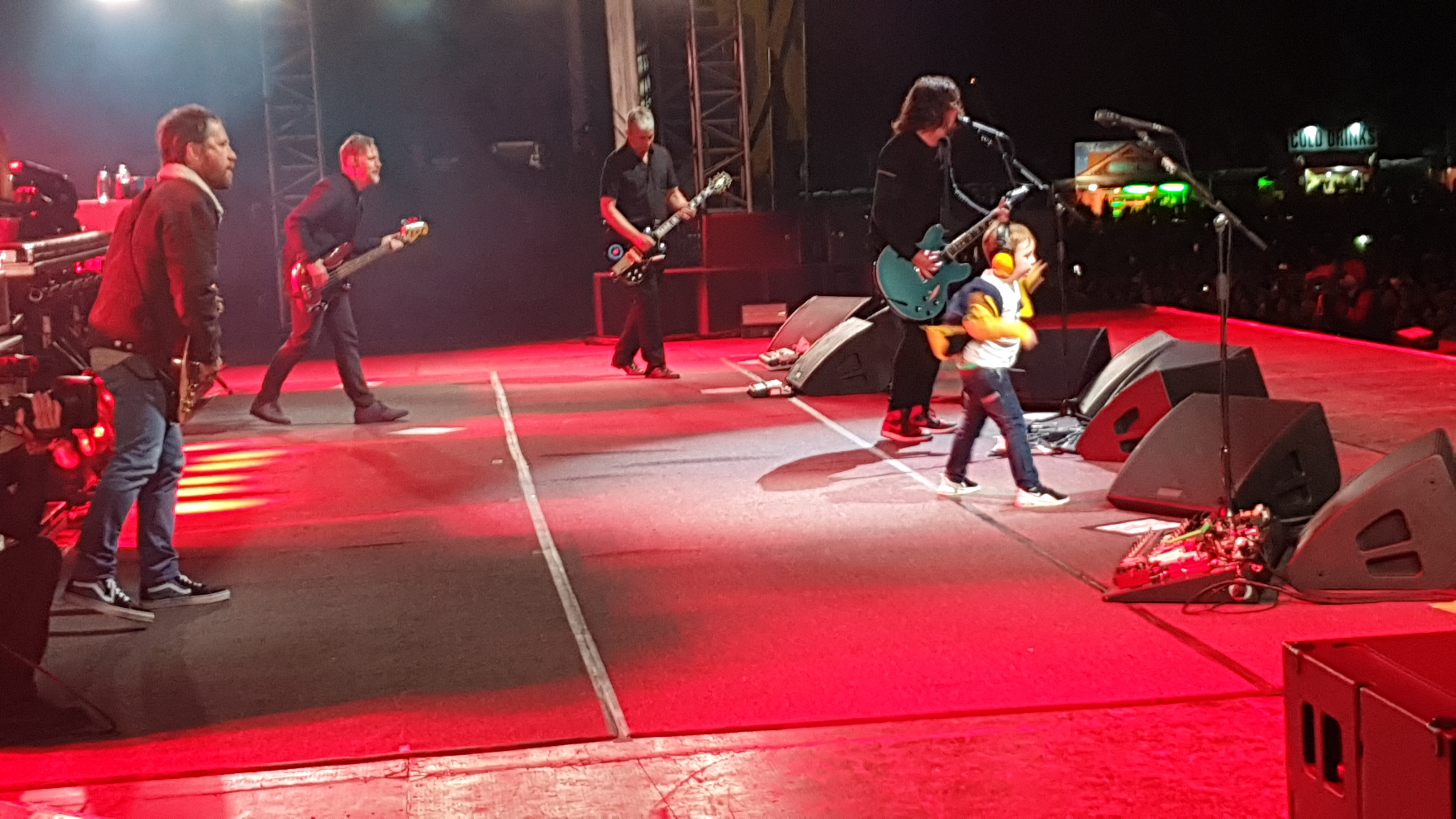 Taylor Blackburn, 5, rocking out on stage with the Foo Fighters