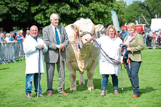 Davy Nicoll, Major Walter, Tracy Nicoll and Joyce Campbell with the show champion of champions.