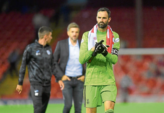 15/08/19 UEFA EUROPA LEAGUE QUALIFIER 3RD ROUND 2ND LEG
HNK RIJEKA v ABERDEEN
PITTODRIE - ABERDEEN
Aberdeen captain Joe Lewis at full time