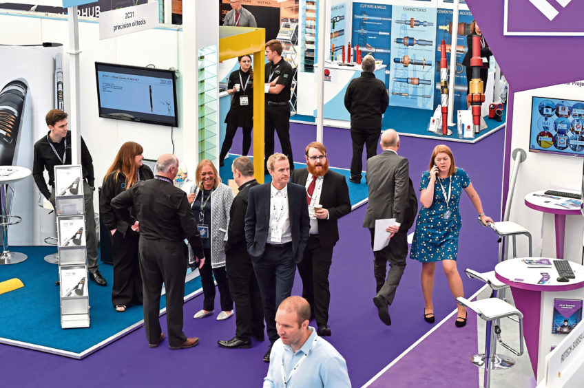 Group of people at Aberdeen Exhibition and Conference Centre for Offshore Europe 2017.