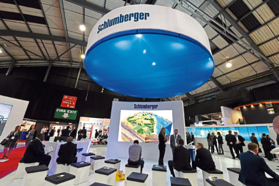 Offshore Europe at Aberdeen exhibition and Conference Centre, Aberdeen. In the picture is the Schlumberger, stand. 
Picture by Jim Irvine