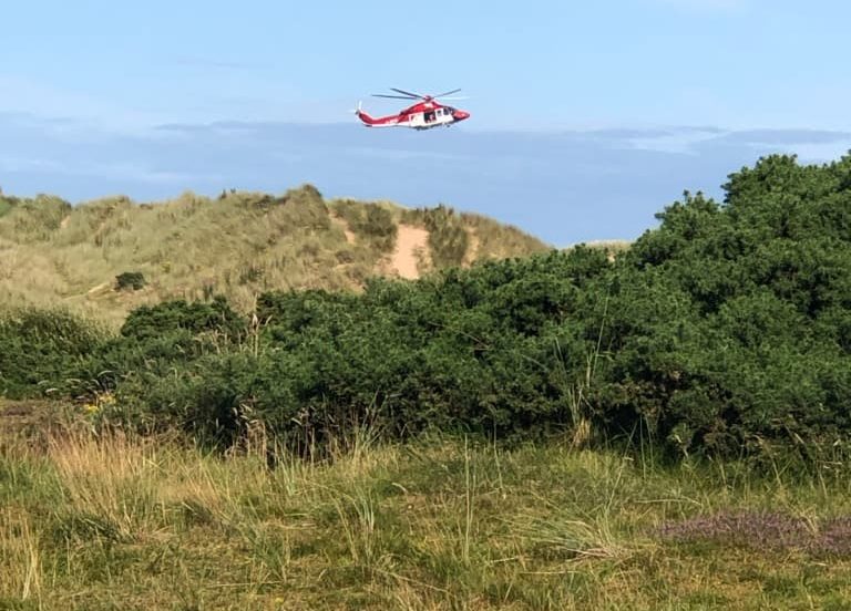 The helicopter over Balmedie Beach