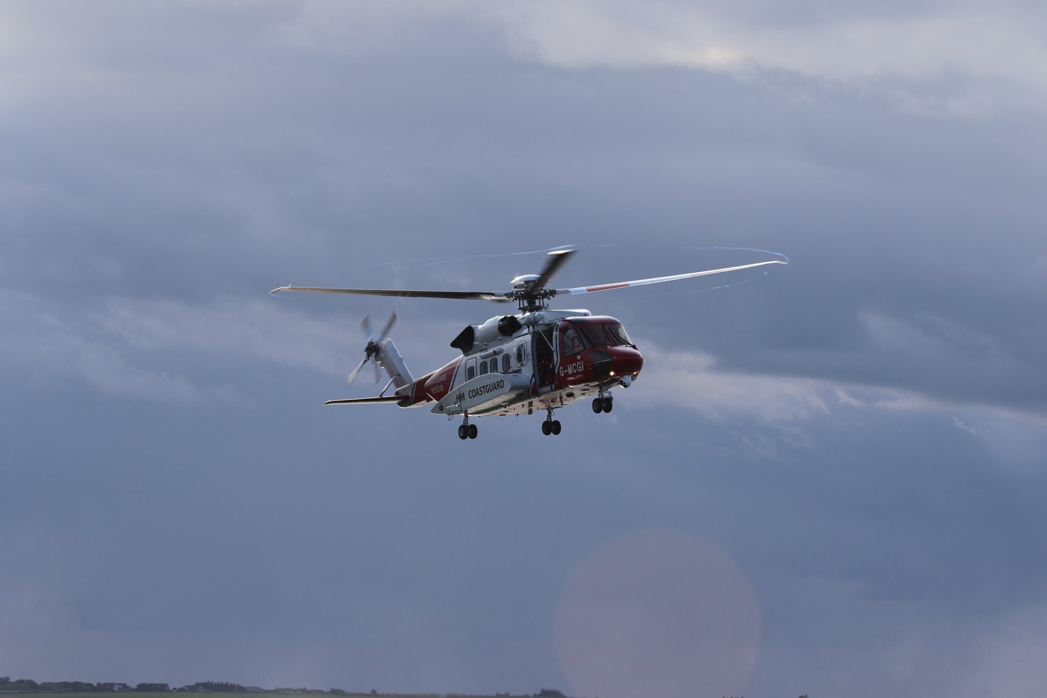 Coastguard helicopter is aiding the search